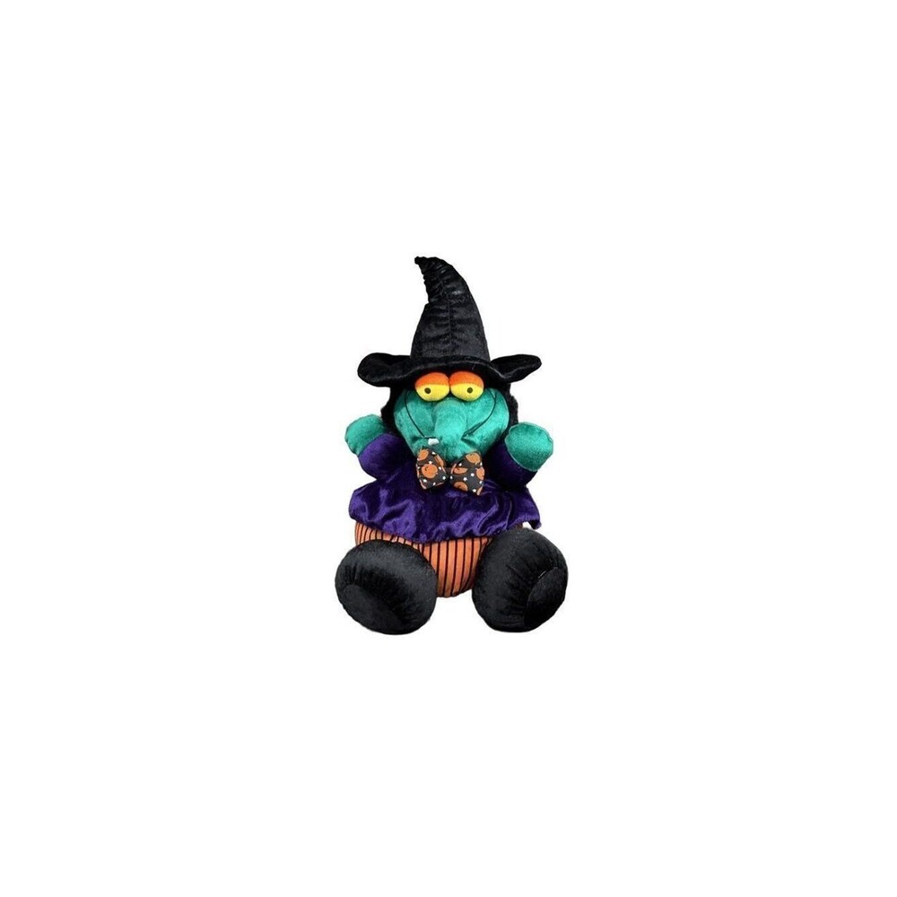 Vintage Dan Dee Halloween Witch Plush Orange Purple Green 13”